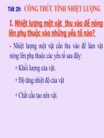TIẾT 29: CÔNG THỨC TÍNH NHIỆT LƯỢNG( CỰC HAY)