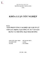 Giải pháp nâng cao hiệu quả quản lý vốn lưu động tại công ty cổ phần tư vấn xây dựng và thương mại Thái Dương