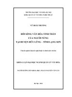 Đời sống văn hoá tinh thần của người Nùng ở Hữu Lũng, Lạng Sơn