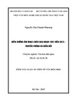 Diễn xướng âm nhạc chèo giai đoạn 1951 đến 2013 - truyền thống và biến đổi (tom tat)