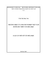 THƯƠNG HIỆU CỦA DOANH NGHIỆP VIỆT NAM DƯỚI GÓC NHÌN VĂN HÓA HỌC