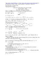 Đề-Đáp án Toán vào lớp 10