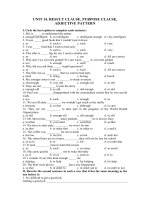 UNIT 14 RESULT CLAUSE, PURPOSE CLAUSE, ADJECTIVE PATTERN