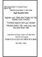 Nghiên cứu TíNH AN TOàN Và TáC DụNG CủA THUốC THÔNG MạCH SƠ LạC HOàNTRONG ĐIềU TRị nhồi máu não sau giai đoạn cấp