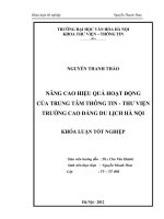 Nâng cao hiệu quả hoạt động của Trung tâm Thông tin - Thư viện trường Cao đẳng Du lịch Hà Nội