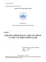 Bài báo cáo quản lý chất lượng và luật thực phẩm