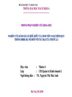 NGHIÊN CỨU ĐÁNH GIÁ SỰ HIỂU BIẾT CỦA SINH VIÊN NAM CHÍNH QUY TRƯỜNG ĐHBK HÀ NỘI ĐỐI VỚI TÁC HẠI CỦA THUỐC LÁ