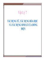 Bài giảng vật lý 7 bài tác dụng từ, tác dụng hóa học và tác dụng sinh lý của dòng điện