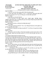 Đề và đáp án HSG Sinh lớp 9 Tỉnh QBÌNH năm 2011