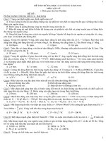 3 đề thi thử Đại học Môn Vật Lý và đáp án