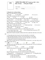 Đề kiểm tra tin học kỳ I