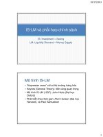 Bài giảng kinh tế vĩ mô bài 7  IS LM và phối hợp chính sách