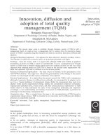 Môn quản trị chất lượng: Innovation, diffusion and adoption of total quality management (TQM)