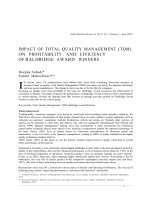 Môn quản trị chất lượng: impact of total quality management (TQM) on profitability and efficiency of baldridge award winners