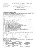 Đề và đáp án HSG Anh văn lớp 9 Tỉnh QBÌNH năm 2011