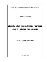 Xây dựng nông thôn mới trong phát triển kinh tế - xã hội ở tỉnh Bắc Ninh
