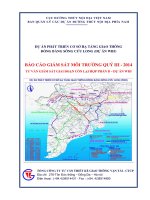 Báo cáo Giám Sát Môi Trường Quý III năm 2014  Dự án Phát triển CSHT giao thông đồng bằng sông Cửu Long