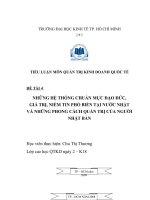 tiểu luận quản trị kinh doanh Những hệ thống chuẩn mực đạo đức, giá trị, niềm tin phổ biến tại nước nhật và những phong cách quản trị của người Nhật Bản