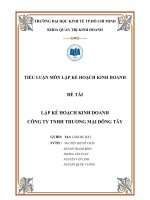 tiểu luận quản trị kinh doanh  LẬP KẾ HOẠCH KINH DOANH CÔNG TY TNHH THƯƠNG MẠI ĐÔNG TÂY