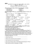 2 Đề và đáp án thi HKII Anh văn 8