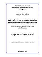 Phát triển các khu đô thị mới theo hướng bền vững nghiên cứu trên địa bàn Hà Nội