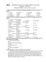 2 Đề và đáp án thi HKII Anh văn 7