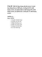 Thiết kế tháp chưng cấp hệ aceton và nước hoạt động liên tục 2000 kgh, có nồng độ 30% khối lượng aceton sản phẩm đỉnh có khối lượng 95% khối lượng aceton sản phẩm đáy có nồng độ 3% khối lượng aceton.