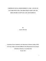 CORPORATE SOCIAL RESPONSIBILITY (CSR) A STUDY ON FACTORS EFFECTING CSR IMPLEMENTATION AND CSR DISCLOSURE IN VIETNAM-CASE AND EVIDENCE