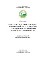 Đánh giá mức độ ô nhiễm nước mặt và đề xuất các giải pháp cải thiện chất lượng nước sông, hồ trên địa bàn quận đống đa, thành phố hà nội