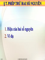 Slide Bài 7 Phép trừ hai số nguyên