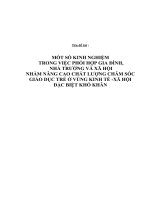 MỐT SỐ KINH NGHIỆM  TRONG VIỆC PHỐI HỢP GIA ĐÌNH,  NHÀ TRƯỜNG VÀ XÃ HỘI  NHẰM NÂNG CAO CHẤT LƯỢNG CHĂM SÓC GIÁO DỤC TRẺ Ở VÙNG KINH TẾ XÃ HỘI ĐẶC BIỆT KHÓ KHĂN