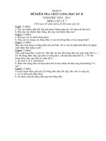 2 Đề và đáp án HKII Vật Lý  7