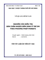 NGHIÊN CỨU ĐIỀU TRỊ BÀN CHÂN KHOÈO BẨM SINH Ở TRẺ EM THEO PHƯƠNG PHÁP PONSETI