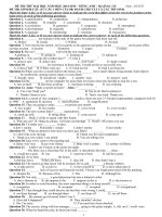 ĐỀ THI THỬ ĐẠI HỌC NĂM HỌC 2014-2015 - TIẾNG ANH