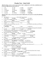 Bài tập trắc nghiệm luyện tập từ U1-16