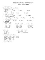 Đề cương ôn tập Toán 5 cuối kì I