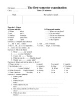 bài kiểm tra trắc nghiệm tiếng anh lớp 3