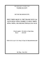 Phát triển dịch vụ thẻ thanh toán tại Ngân hàng Nông nghiệp và Phát triển Nông thôn, chi nhánh tỉnh Quảng Ngãi