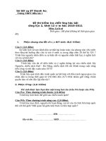 đề và Đáp án thi thử ĐH lần 2, trường THPT Hậu Lộc I - Thanh hoá