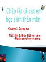 Giáo án bồi dưỡng thao giảng vật lý 7 Bài Nhận biết ánh sáng và nguồn sáng (2)