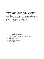 bài toán khó NĂNG SUẤT LAO ĐỘNG Ở VIỆT NAM THẤP