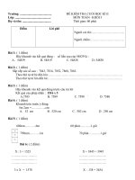 Đề Kiểm tra cuối Học kỳ II_Toán lớp 3_đ