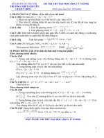 Đề thi thử và đáp án môn toán đợt hai