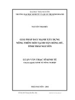 Giải pháp đẩy mạnh xây dựng nông thôn mới tại huyện Đồng Hỷ, tỉnh Thái Nguyên