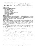 De va dap an HSG tinh Vinh Phuc 10, mon Hoa 2011