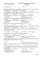 Đề trắc nghiệm khảo sát HKII Vật lí 12