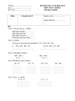 Đề Kiểm tra cuối Học kỳ II_Toán lớp 2_1