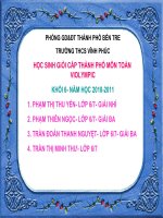 Học sinh Giỏi môn Toán Violympic cấp Thành phố-NH 2010-2011