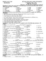 De ti hoc sinh gioi tinh Thanh hoa mon Tieng Anh lop 8 nam hoc 2010 -2011