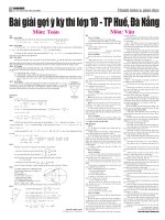 Gợi ý bài giải thi vào 10 -  TP Huế ,Đà Nẵng 2009